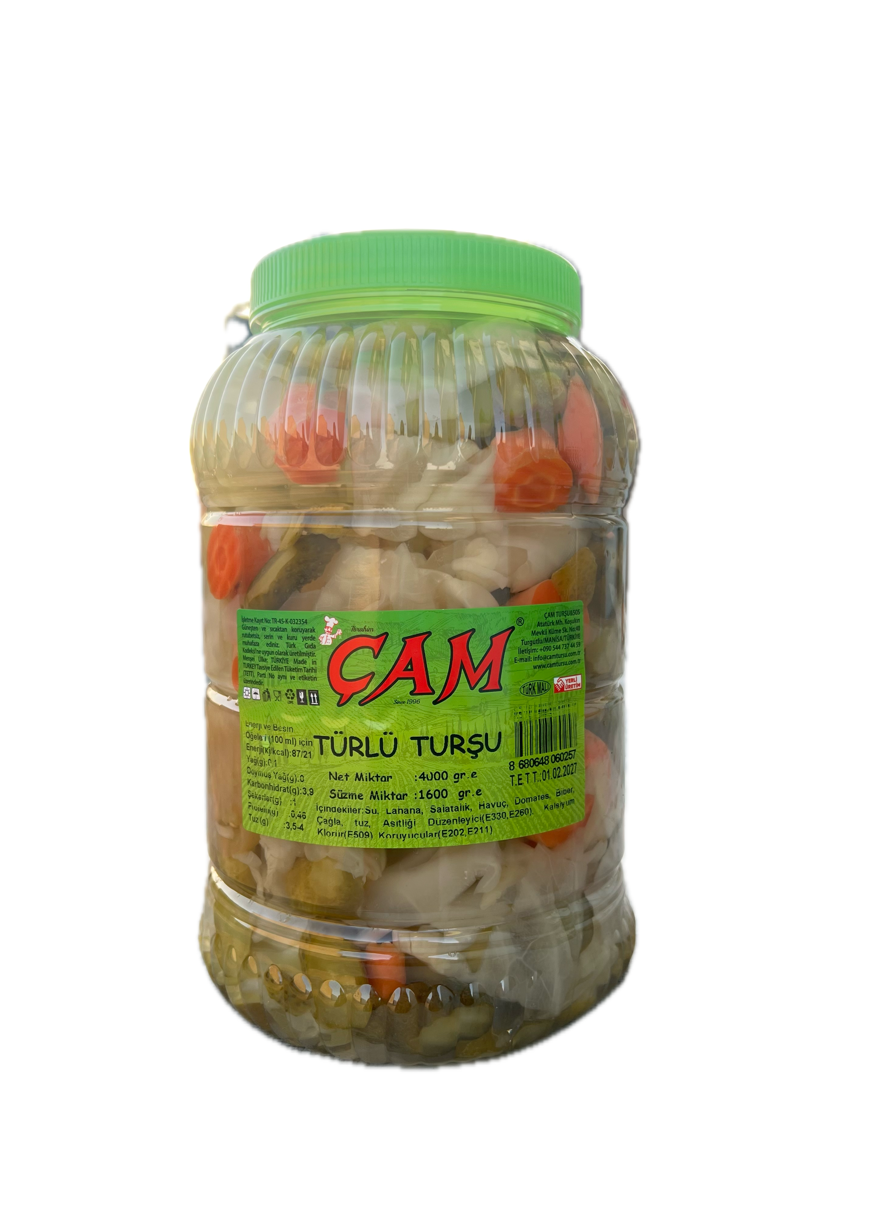 TÜRLÜ TURŞU PET KAVANOZ 4000 gr.